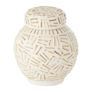 J-Line Pot Avec Couvercle Lauwra Terracotta Blanc Small