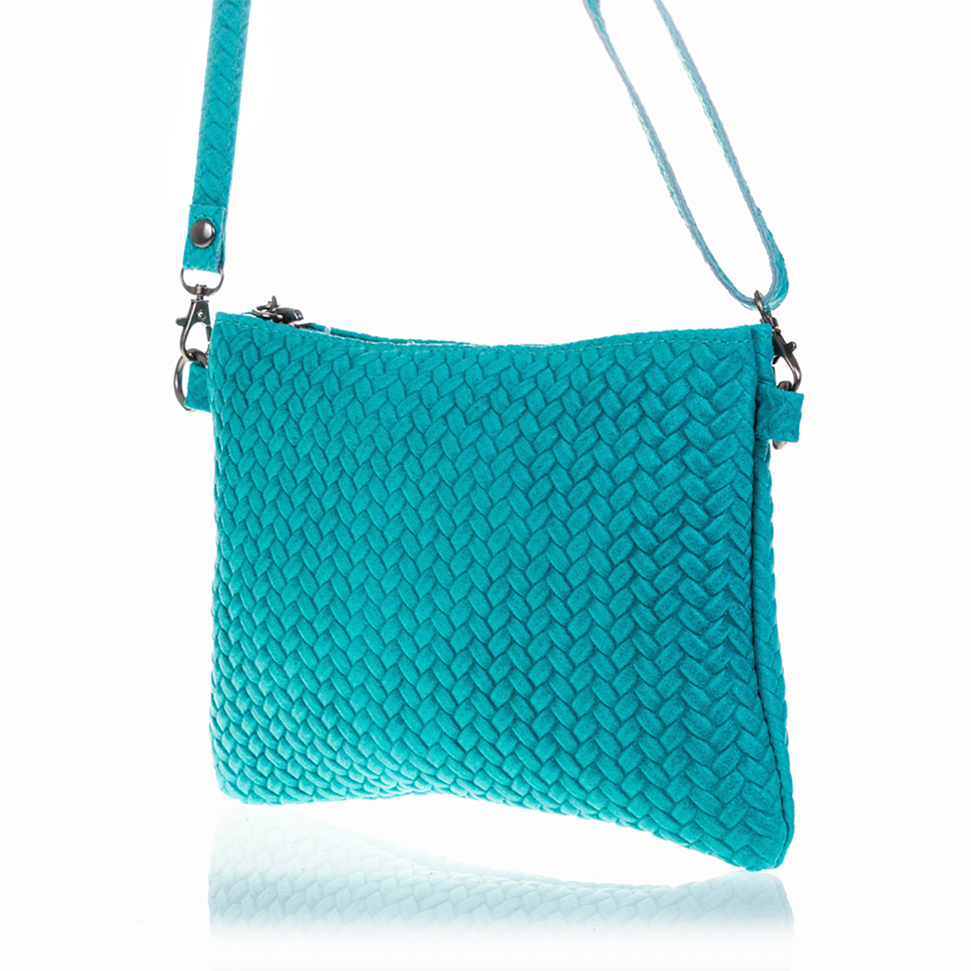 Oleggio Borsa a tracolla Donna.Pelle autentica Camoscio Stampa Spina di pesce