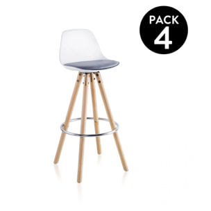 Pack 4 taburetes altos en blanco y gris 96x41 cm Leif Blanco - Gris