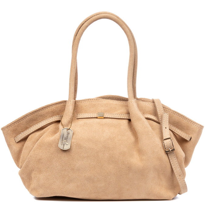 Baradili bolso de hombro mujer. Piel auténtica gamuza.