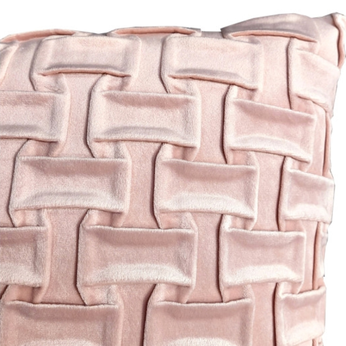 Coussin carré 45 x 45 cm velours rose motif géométrique déhoussable - ROS