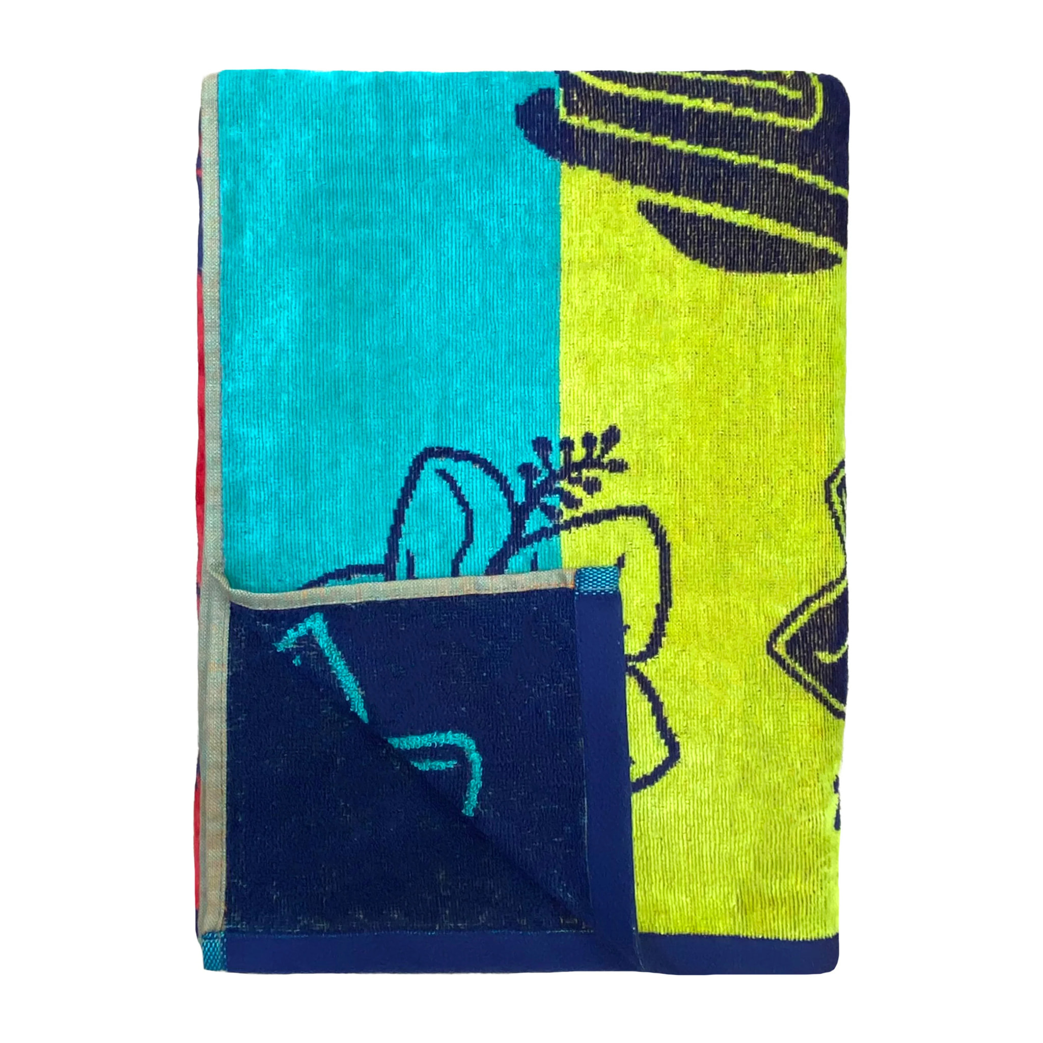 Serviette de plage éponge velours Jacquard - Kalimera - 90x170cm - 400g/m²