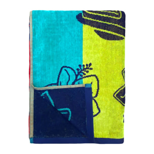 Serviette de plage éponge velours Jacquard - Kalimera - 90x170cm - 400g/m²