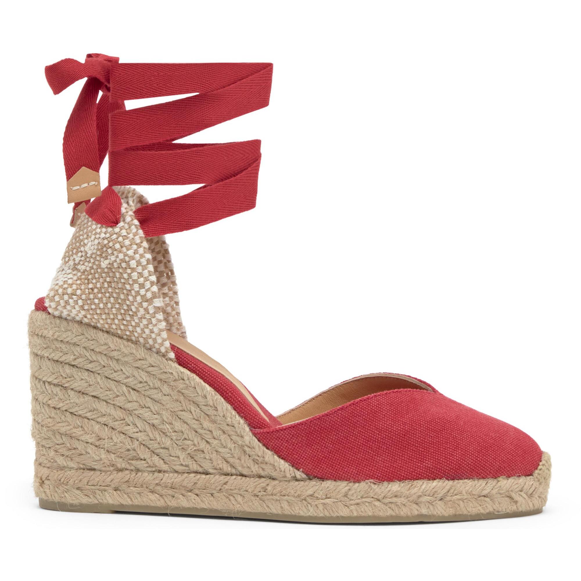 Alpargata de cuña Chiara en algodón orgánico lavado con cierre de cintas