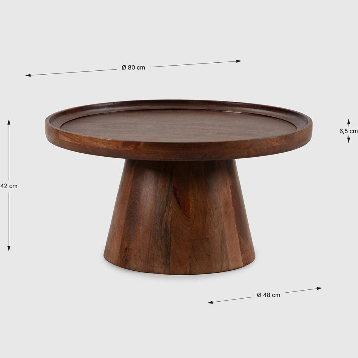 Table basse ronde en bois de manguier - DEVA
