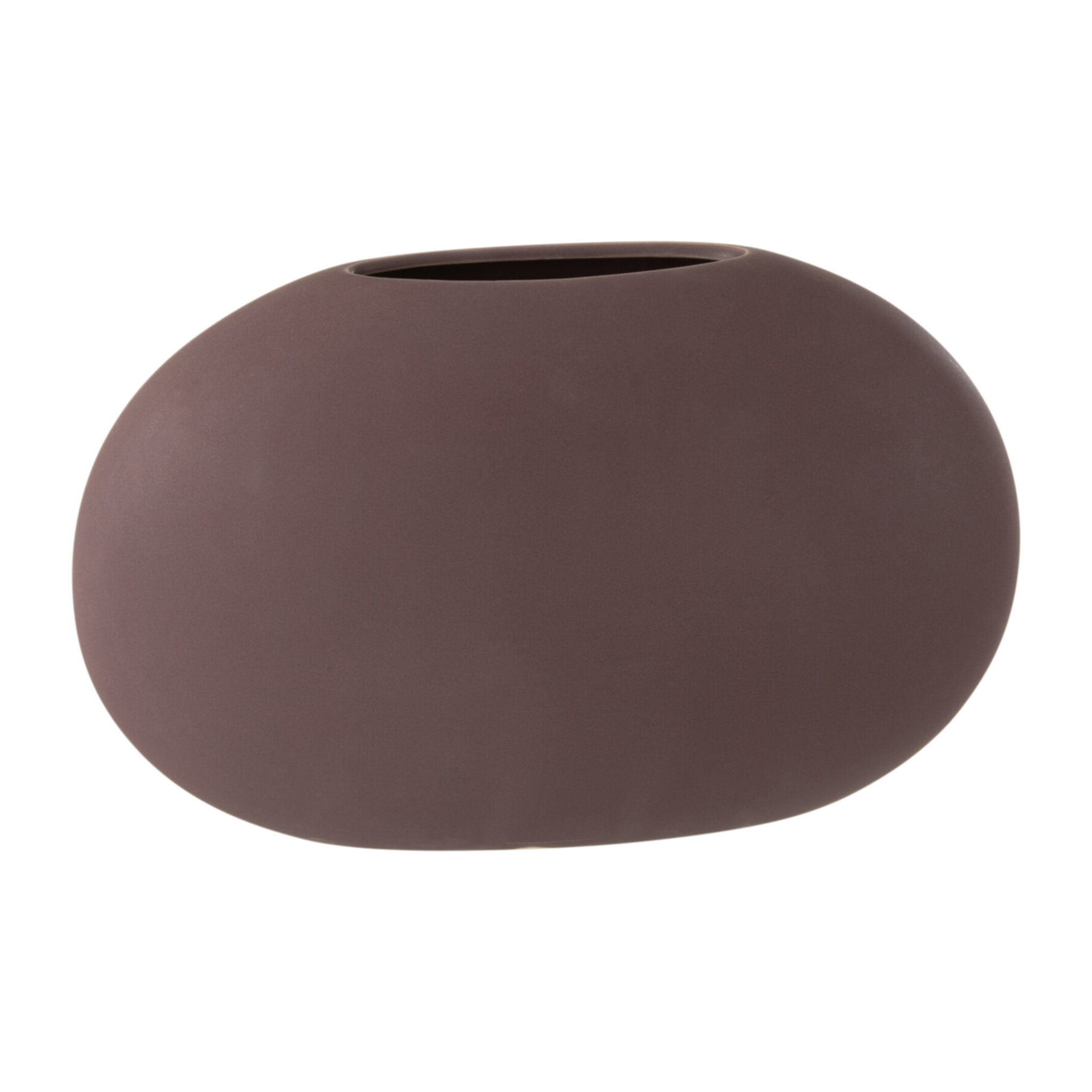 J-Line vase Ovale Plat - céramique - mauve foncé - 17.5 cm de hauteur
