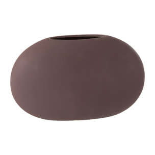 J-Line vase Ovale Plat - céramique - mauve foncé - 17.5 cm de hauteur