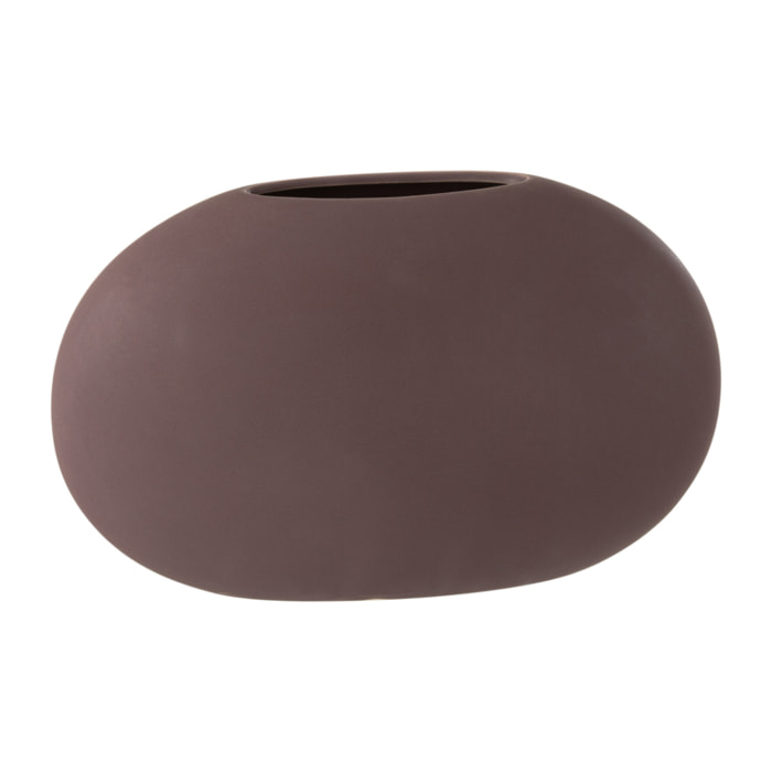 J-Line vase Ovale Plat - céramique - mauve foncé - 17.5 cm de hauteur
