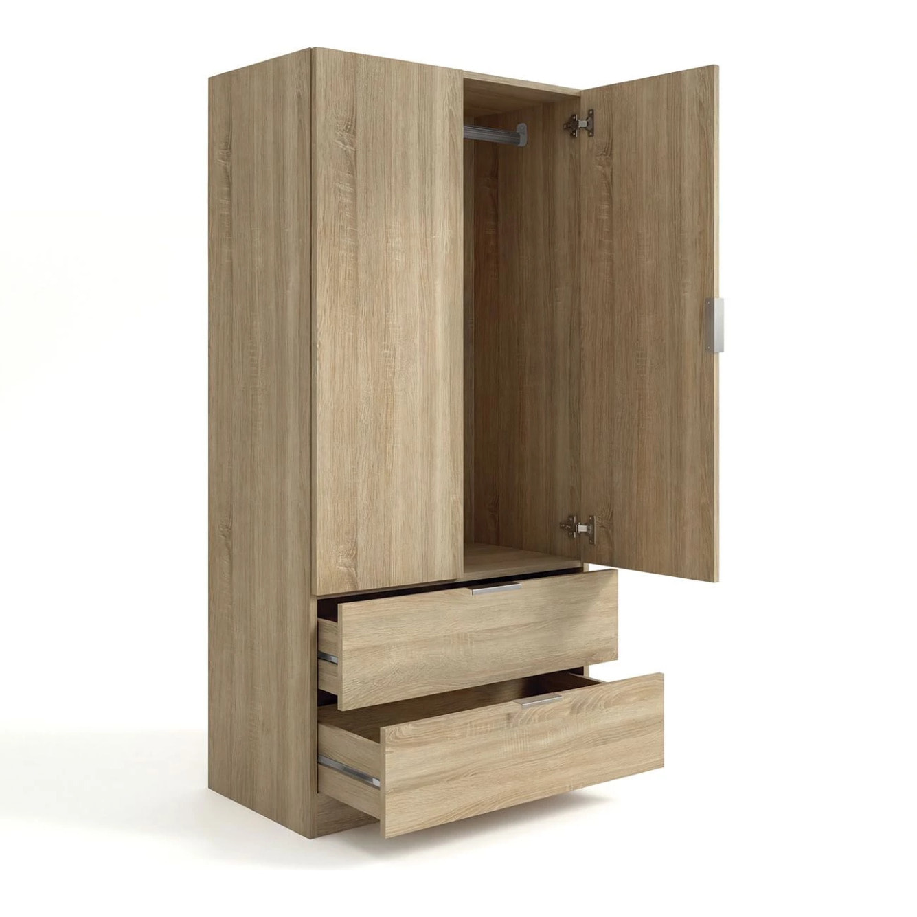 Armario de 2 puertas y 2 cajones en roble canadian 81,5x180 cm Lark Roble