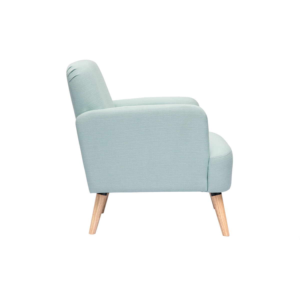 Fauteuil scandinave en tissu menthe à l'eau et bois clair ISKO