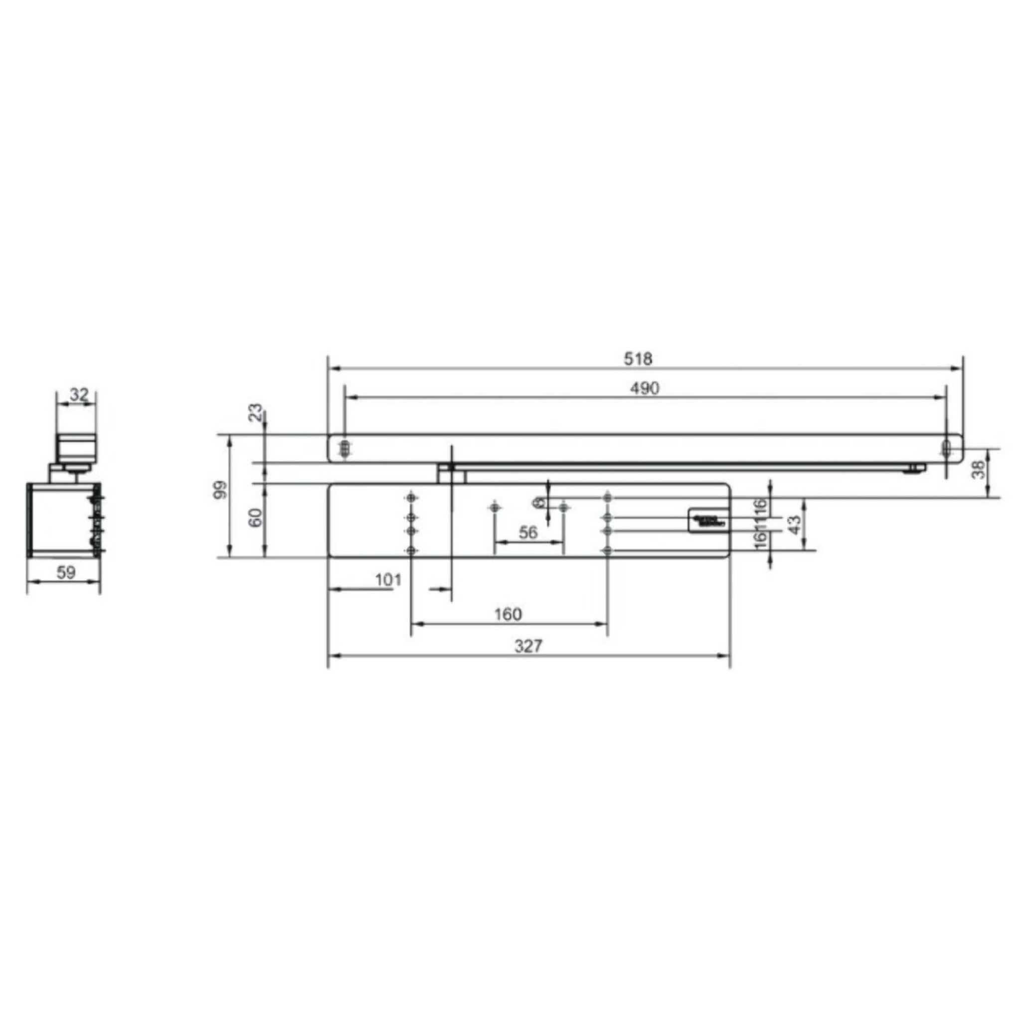 Ferme-porte TS 98 XEA DORMA - Pack complet Argent - 44110301