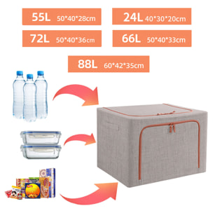 Caja de almacenamiento de tela plegable 55l gris