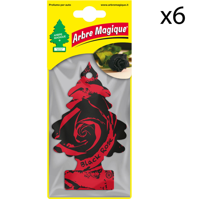 6x Arbre Magique Profumatore Solido per Auto Fragranza Black Rose a Lunga Durata