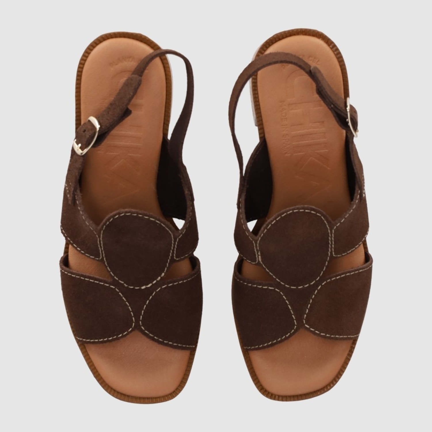 Sandalias de Serraje - Marron - Tacón: 8 cm