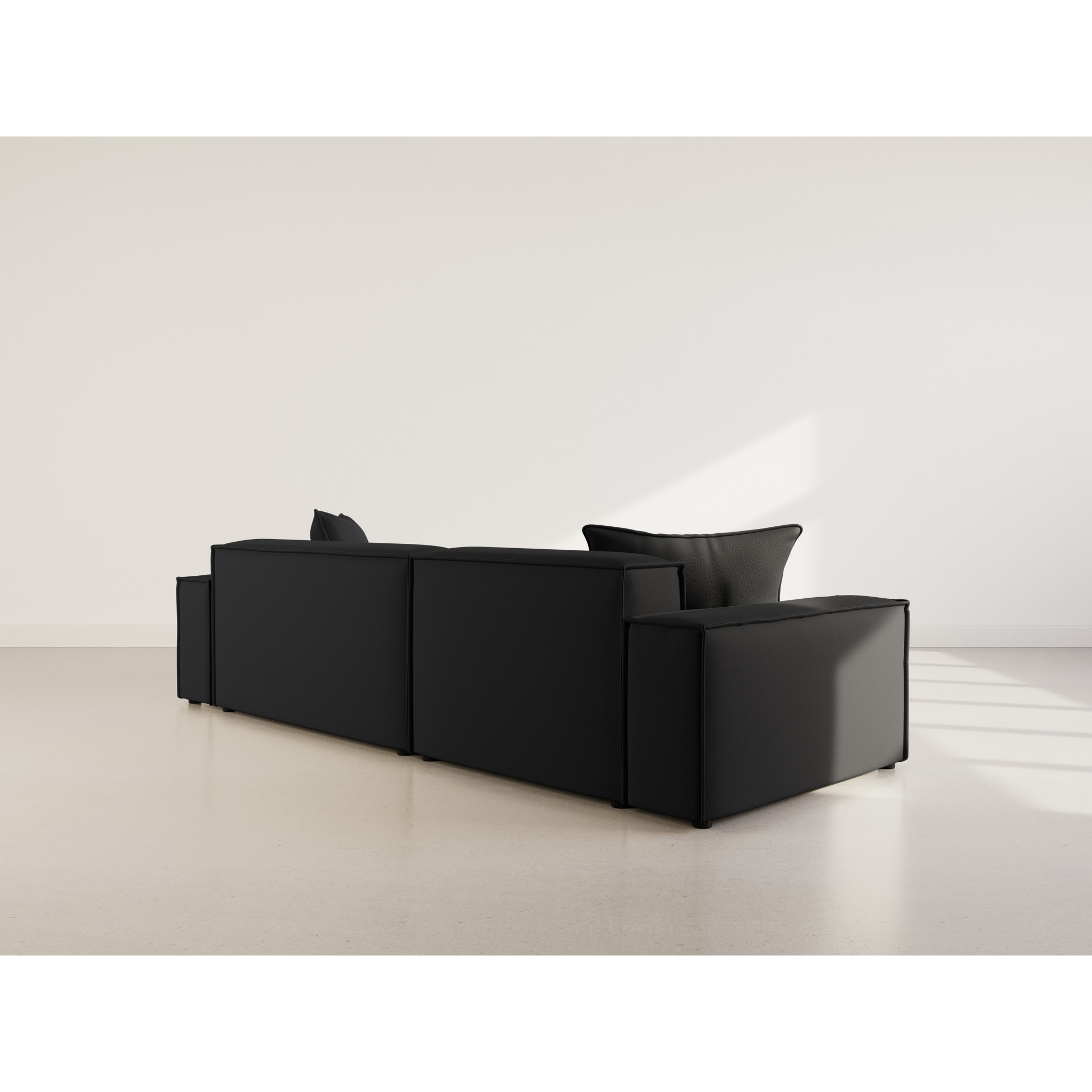 Atlas - Canapé d'angle réversible 4 places en velours texturé - Noir