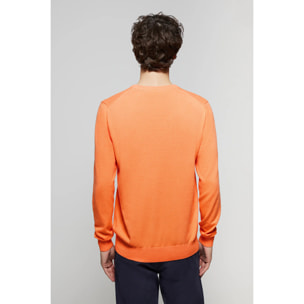 Maglione basic a V in arancione leggero con logo Rigby Go