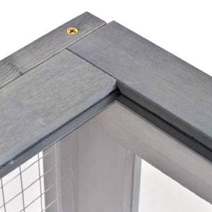 Casa para Tortugas de Madera Terrario para Reptiles con Techo de Malla Paneles Laterales Transparentes Extraíbles y Pestillo de Seguridad Caseta para Tortugas 91x60,5x32 cm Gris