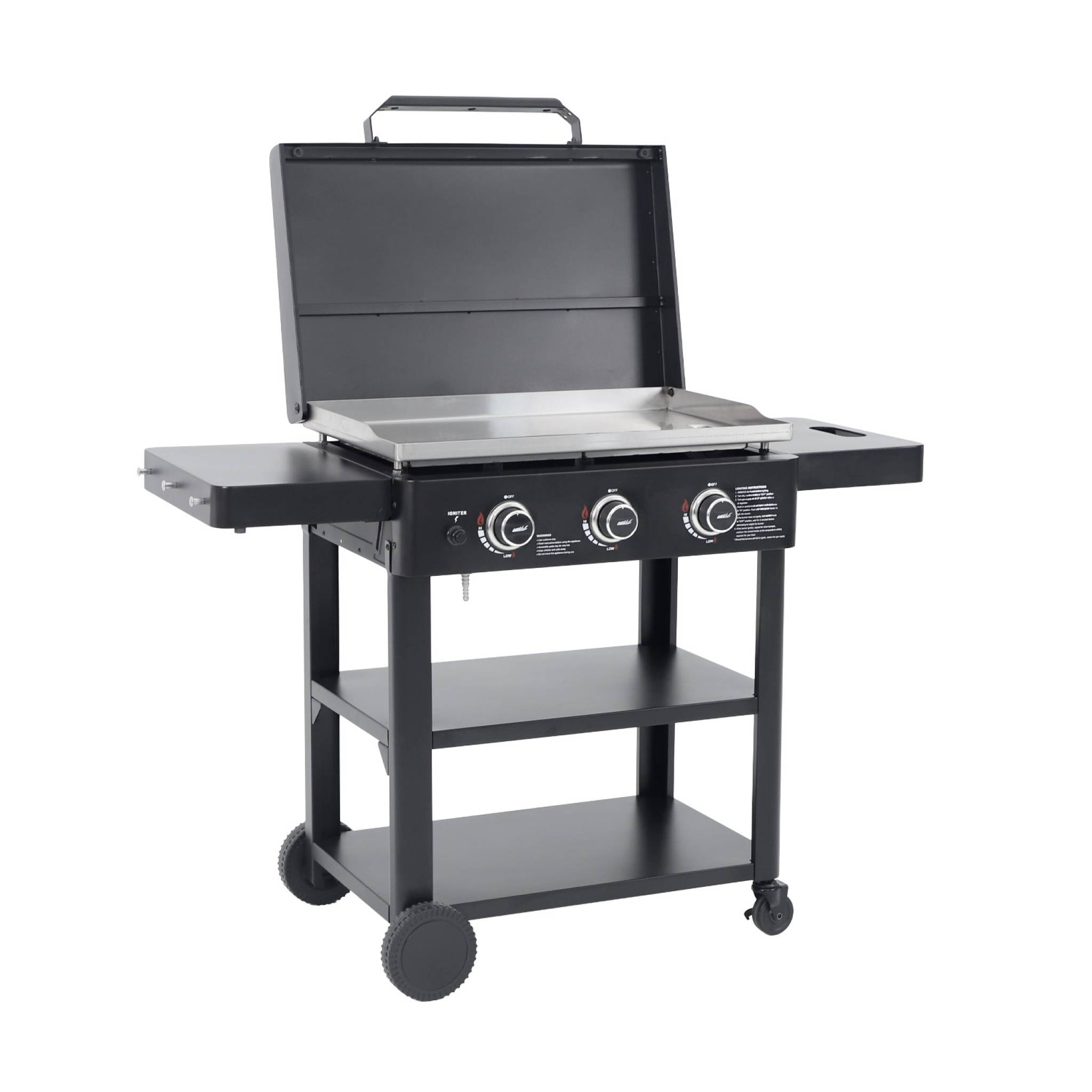 Plancha gaz 3 brûleurs acier inoxydable 12kW avec chariot RAOUL