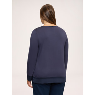 Fiorella Rubino - Camiseta bimaterial en raso y jersey - Azul