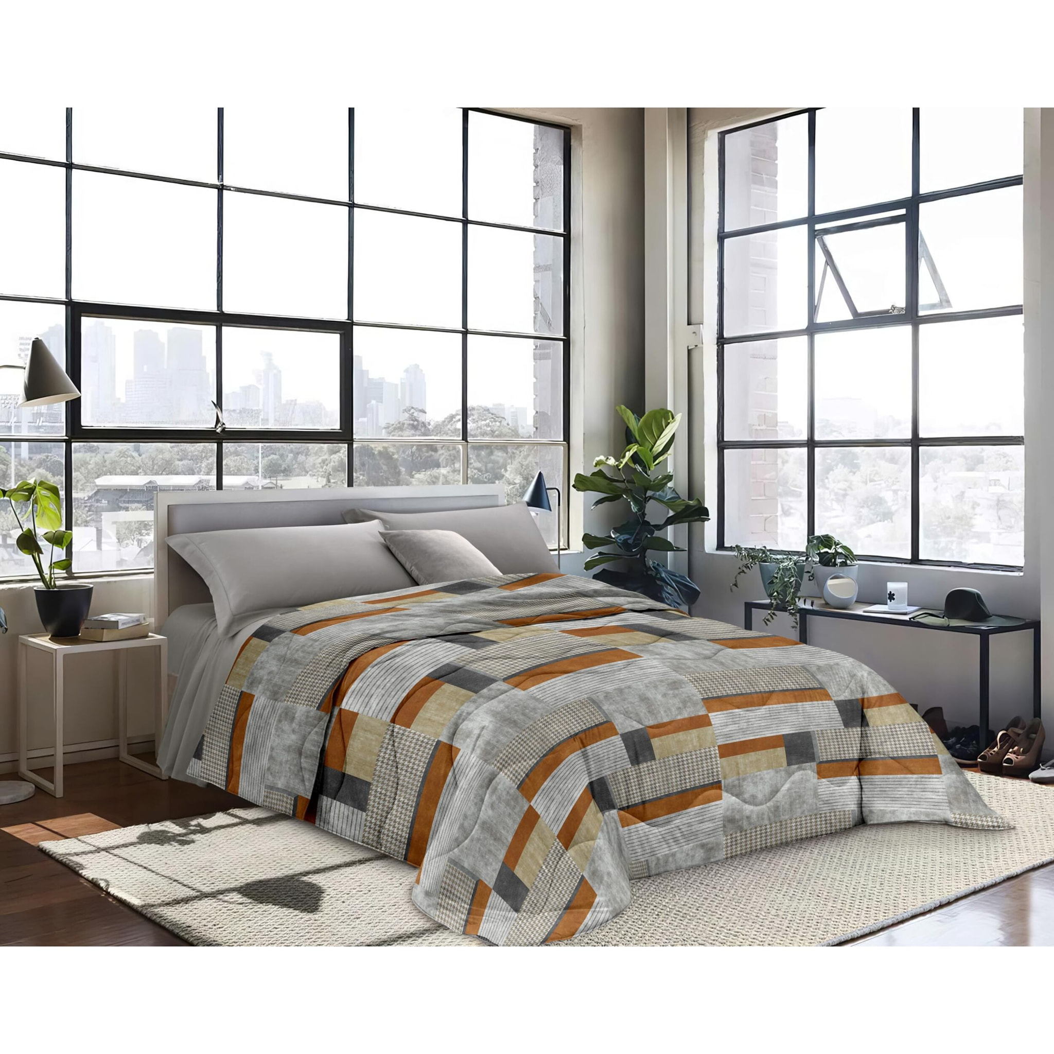 INTRECCI Piumino Una Piazza e Mezza, 220x260cm, Piumino Ecologico, Caldo, Invernale, 410 g/m², Anallergico e Antiacaro, Made in Italy, Lavabile in Lavatrice, Soffice, Morbido. Fantasia: Modern