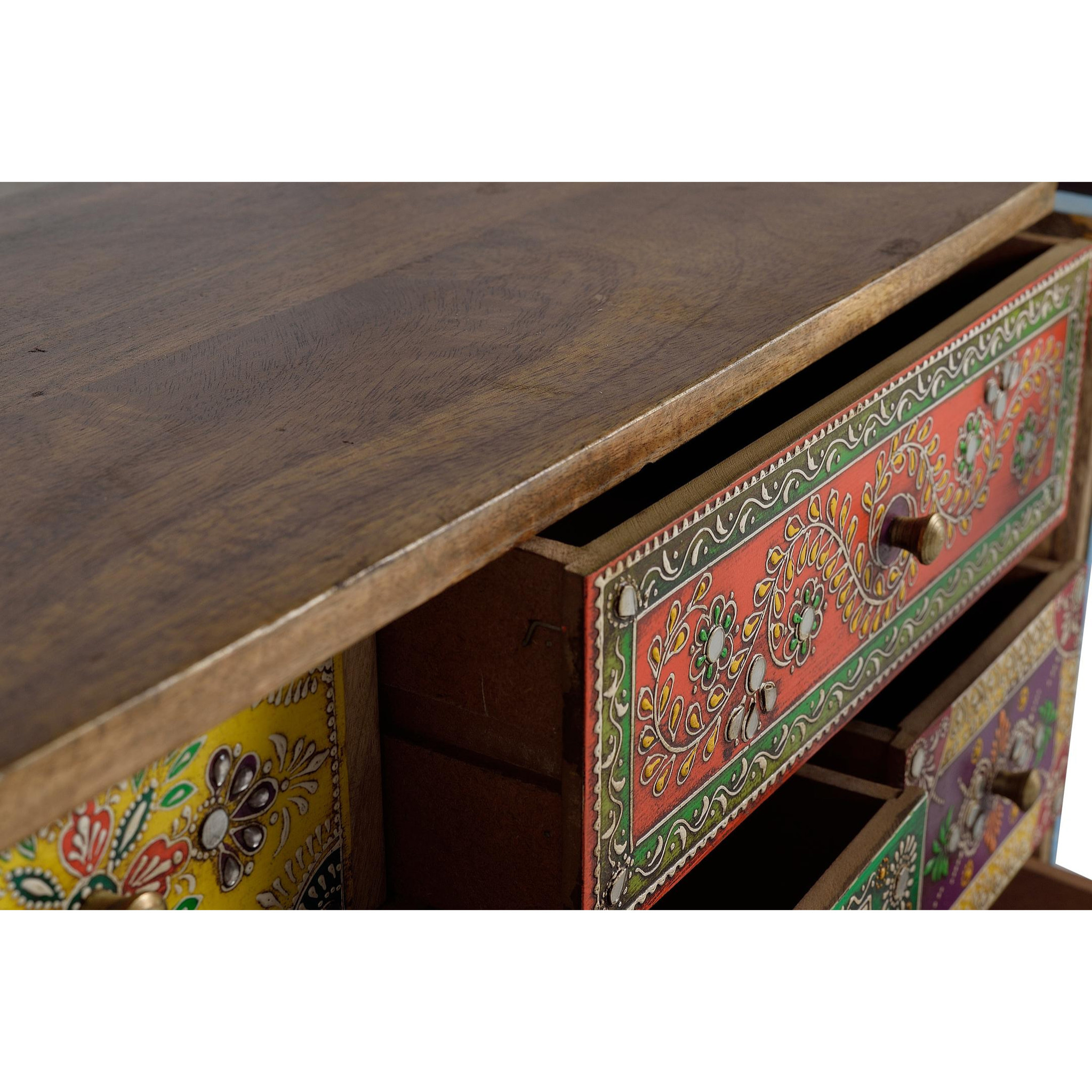 Cómoda de Madera de Mango 60 Cm Estilo Étnico Contemporáneo