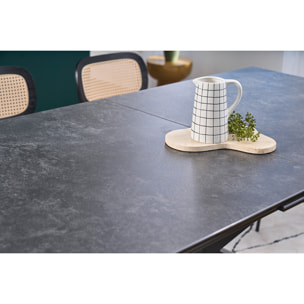 Table à manger extensible en céramique noire et métal L168-210 cm MELZA