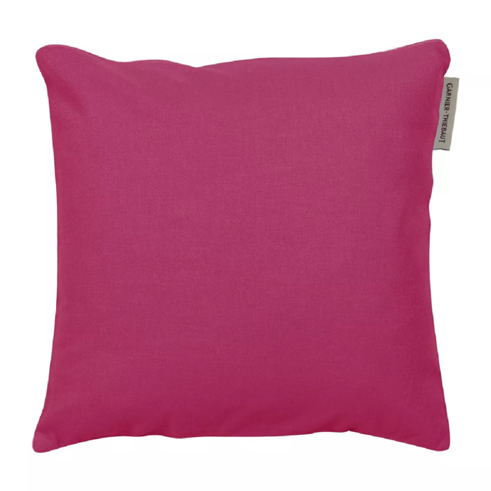Housse de coussin pur coton 210 g/m² uni rose Confettis framboise