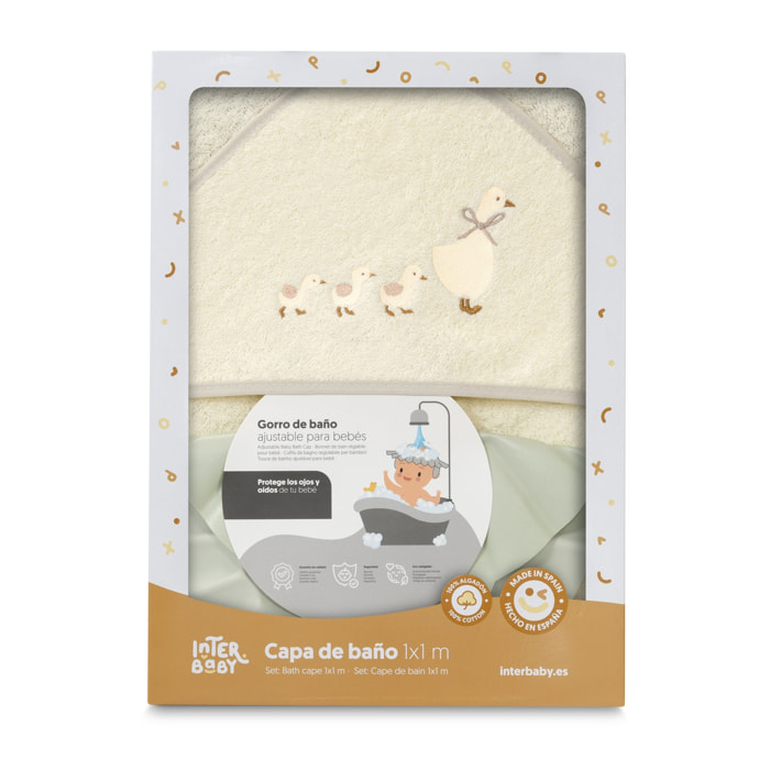 Capa Baño 1X1 Mod Patitos Familia+ Gorro Beig