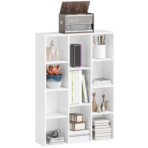Librería de 4 Niveles Estantería de Libros con 11 Compartimentos Diseño Vertical u Horizontal para Sala de Estar Oficina Dormitorio 74,3x24x106 cm Blanco