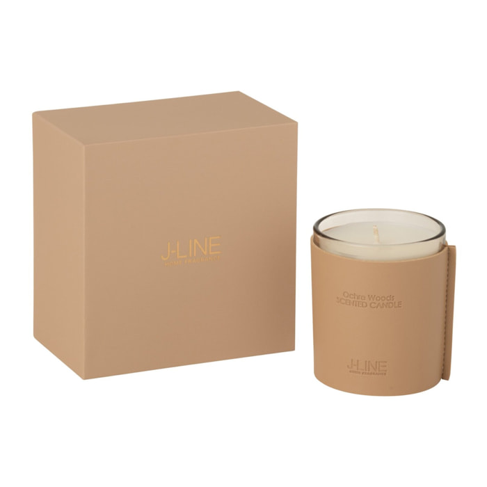 J-Line bougie parfumée Cuir - Ochre Woods - verre - brun - 40H