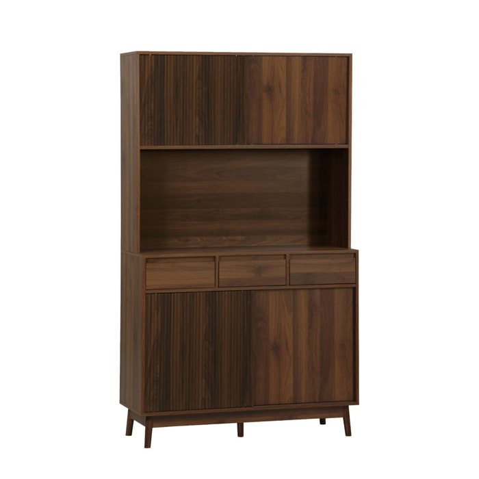 Buffet décor bois 4 portes 3 tiroirs 110 cm LINEAR