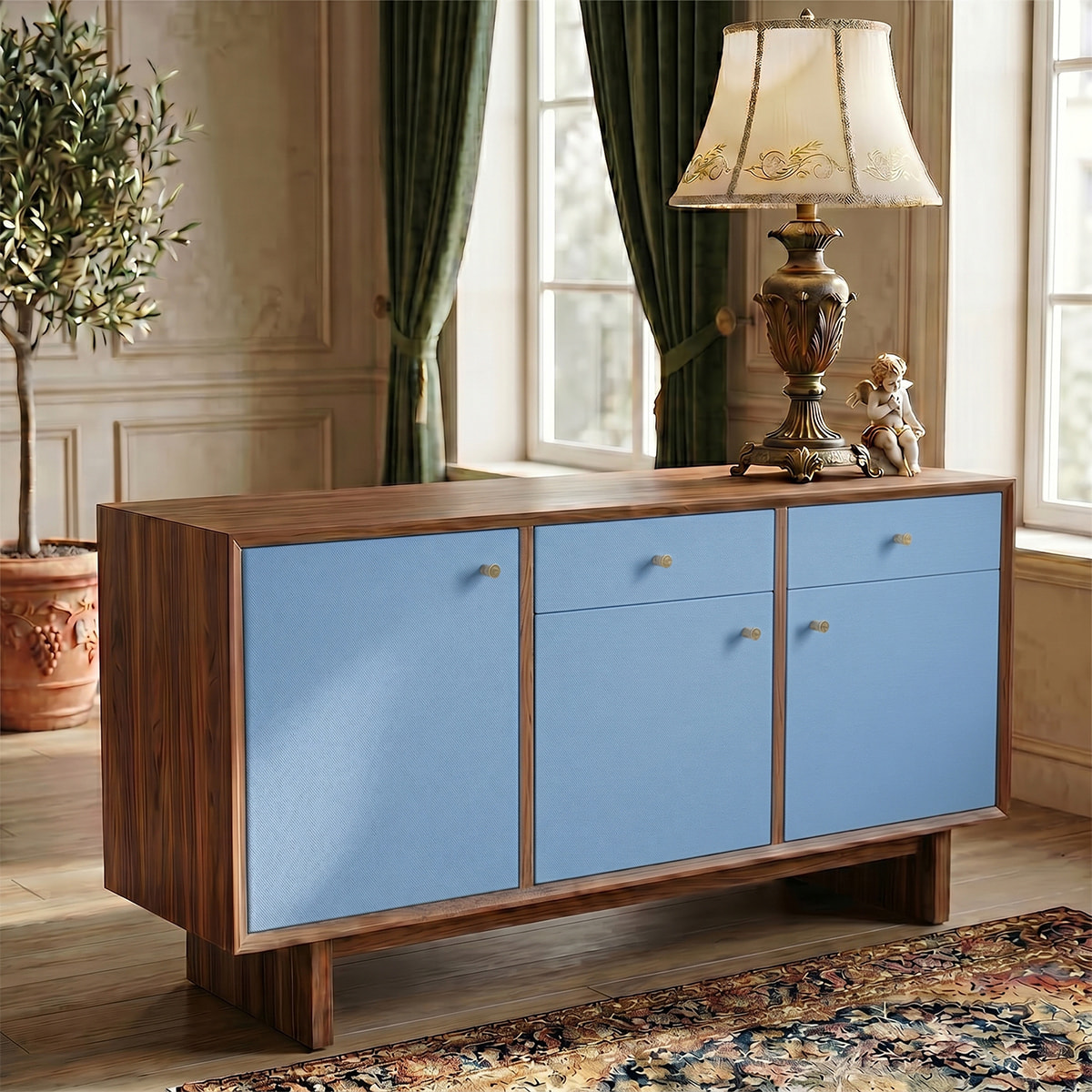 Rouleau adhésif décoratif Vinyle au Mètre - Bleu glace - Sticker Lavable Imperméable Mur Cuisine Meubles