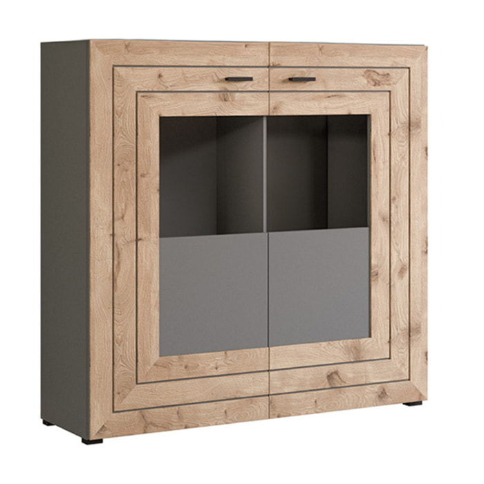 Wexford - buffet haut - gris et effet bois - 120 cm - Bois / Gris