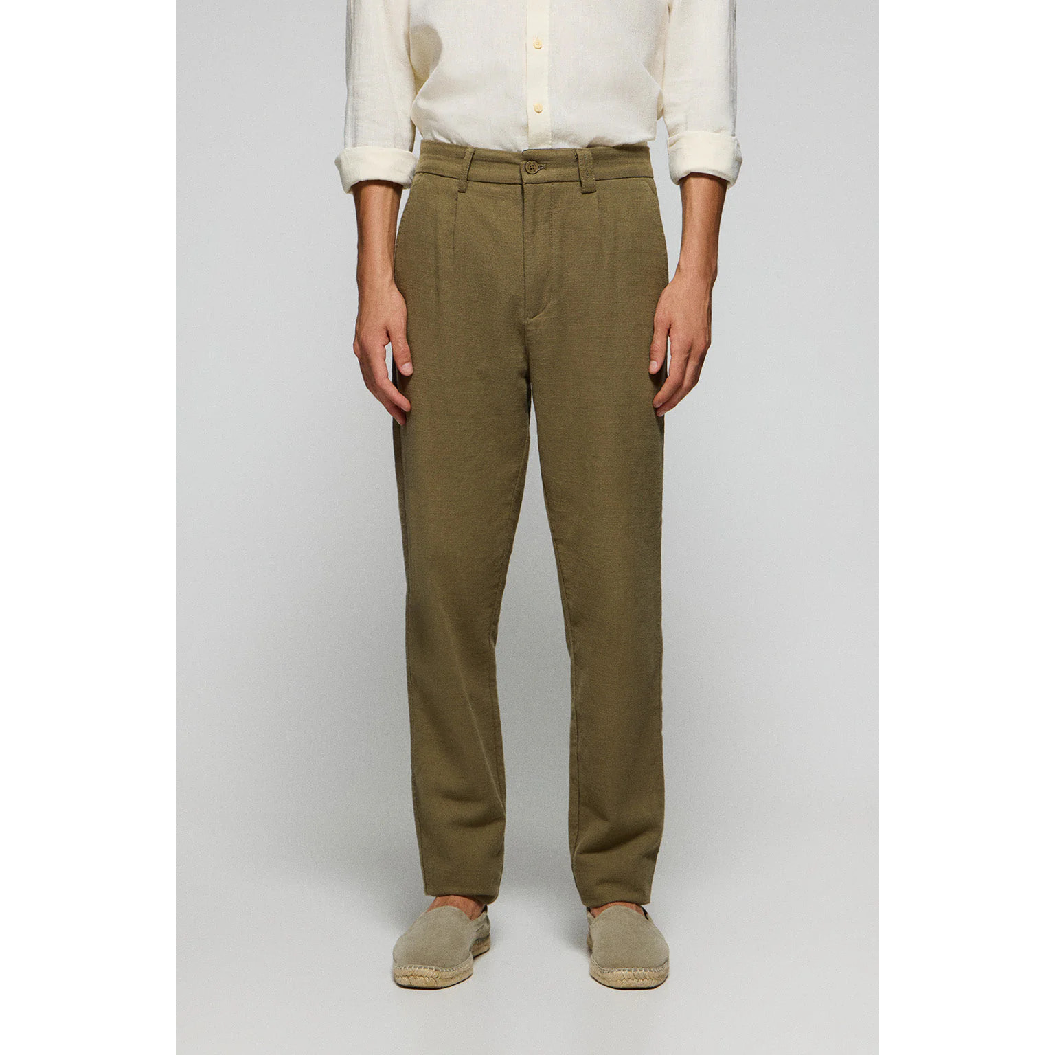 Pantaloni Cuba in lino e cotone verde cachi con dettagli ricamati Polo Club