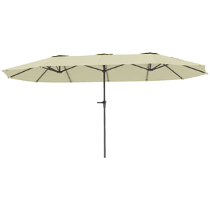 Sombrilla Doble 4x2,2 m Sombrilla Terraza Exterior con Manivela Manual Impermeable y Protección UV30+ Parasol Grande para Terraza Playa Piscina Crema