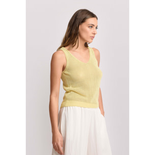 Kocca - Top in maglia con scollo a V Donna, Tinta unita, Scollo a V