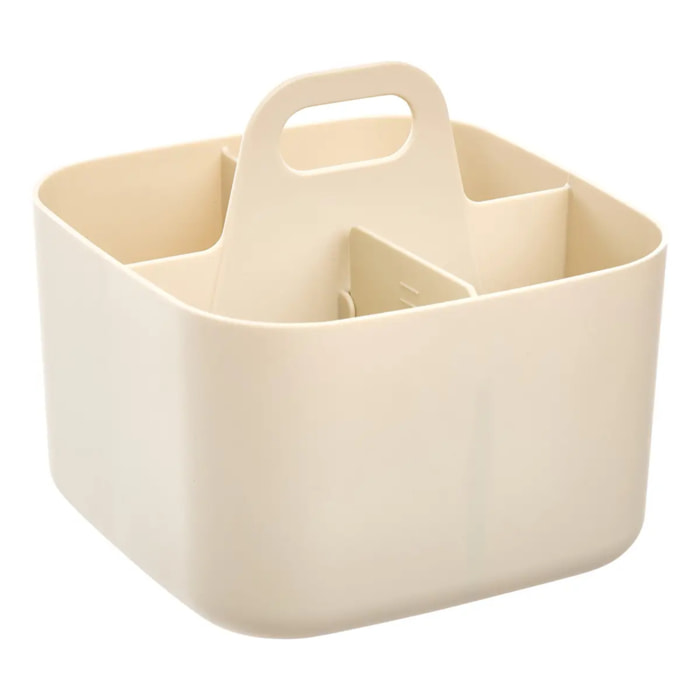 Organiseur Poly 16,5x16,5x15cm beige compartiments amovibles