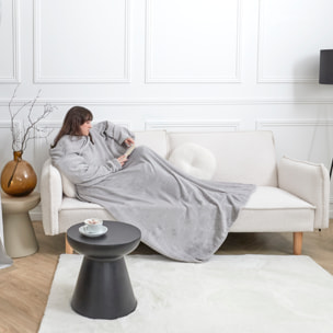 Plaid - HOME DECO FACTORY - Ultra-Douillet - À Manches Longues - Gris