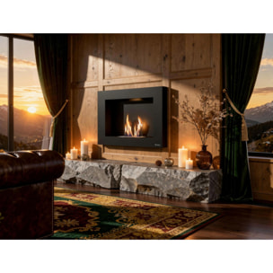 Biochimenea mural de etanol en acero color negro BESTBIO B FLAME PURLINE