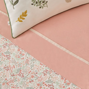 Sábana de algodón con estampado de flores Crepat color rosa 100% Algodón