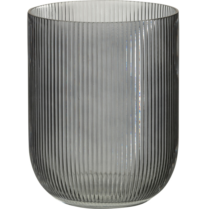 J-Line vase Rayé - verre - noir - medium