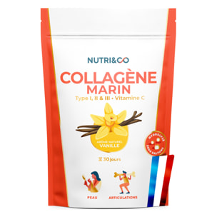 Nutri&Co Collagène Marin Type 1, 2 & 3 Peau & Articulations Goût Vanille - 180g