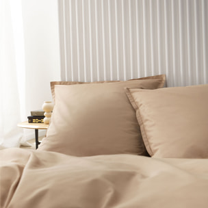 Parure de lit Housse de couette + taies rectangles unie en coton, Made in France, TOUT DOUX , Sable