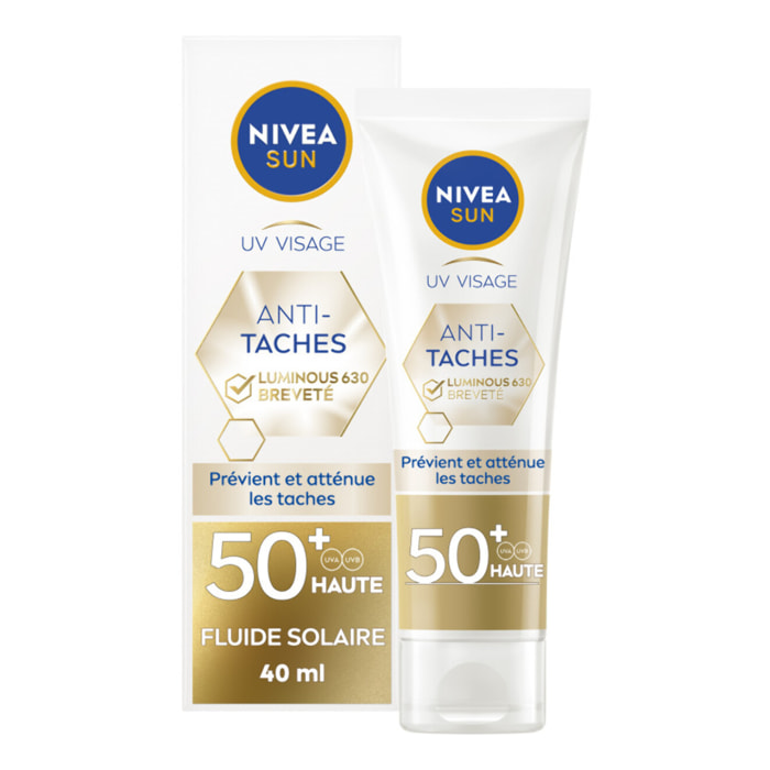 Pack de 2 - Protection Solaire Visage Fluide UV NIVEA SUN FPS 50+ Anti-tâches Luminous 630 40ml