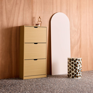 Meuble à chaussures décor bois 3 abattants SHOOZ