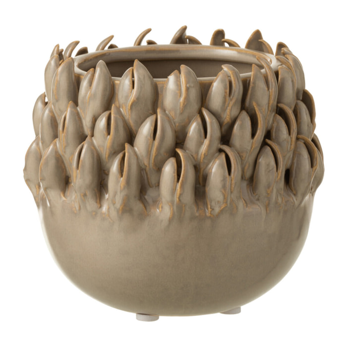 J-Line cache-pot Ibiza - céramique - gris - small - Ø 11 cm