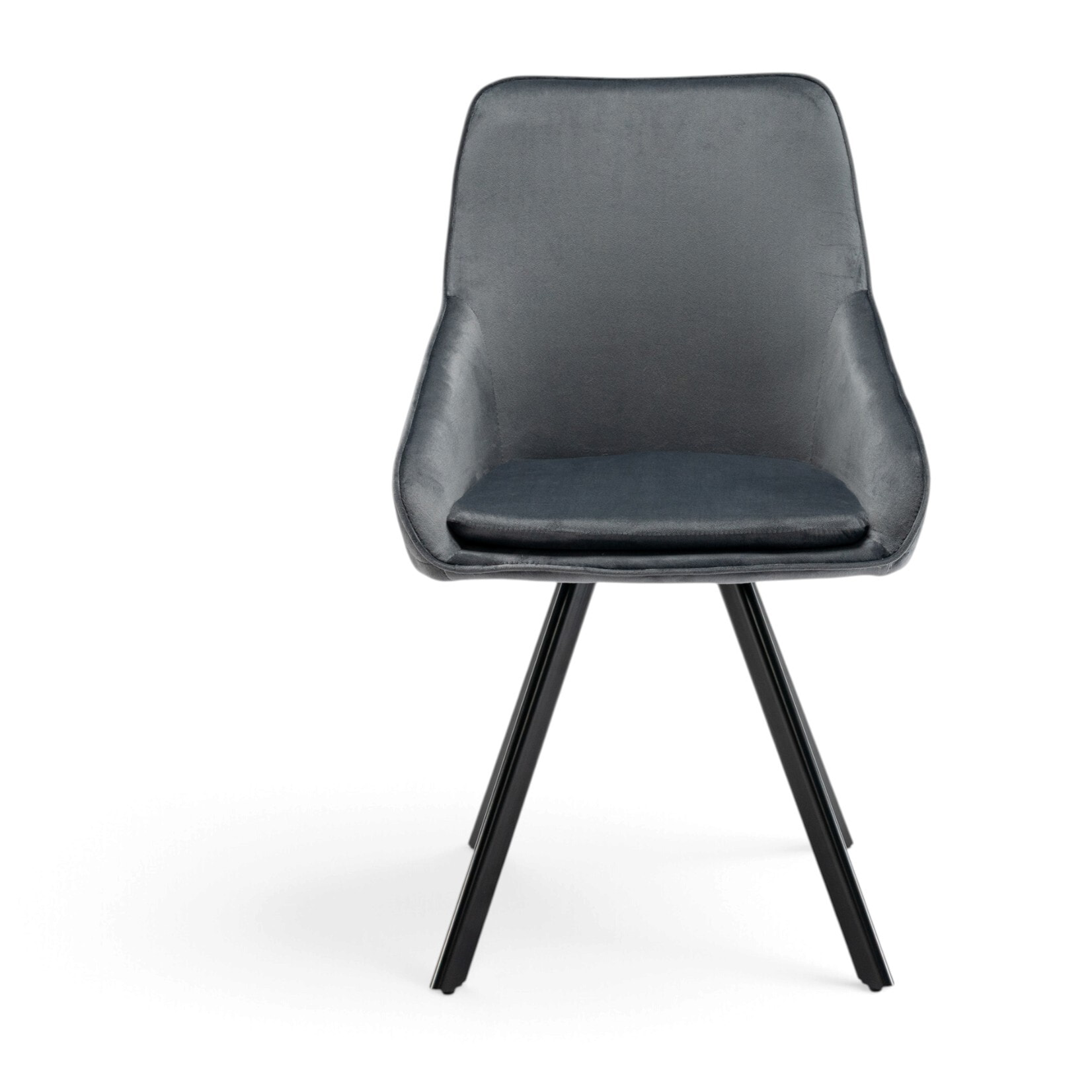 Set di 2 sedie TOLEDO in tessuto effetto velluto grigio e gambe nere