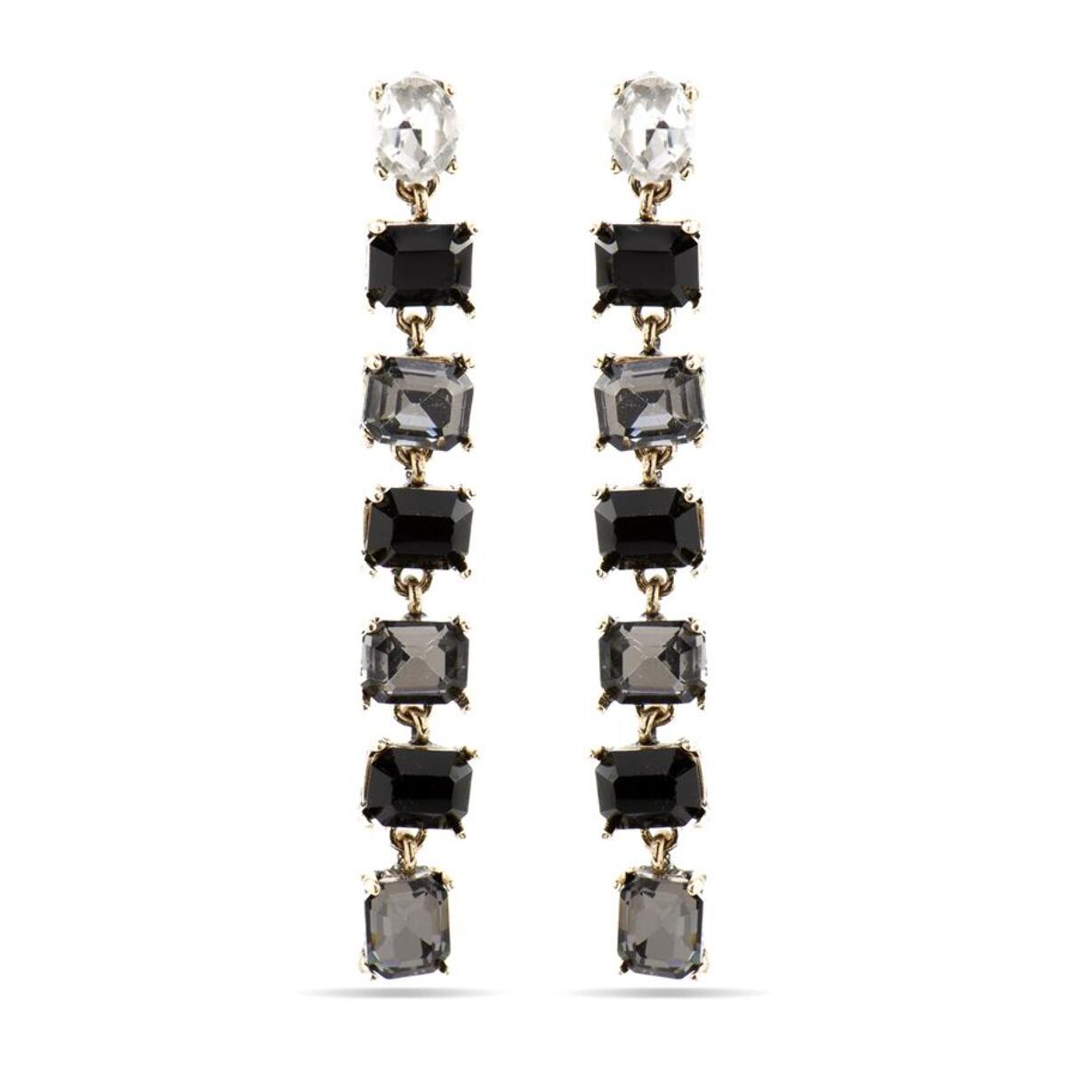 Pendientes con Cristal Negro acabado oro 18k