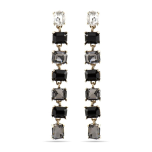 Pendientes con Cristal Negro acabado oro 18k