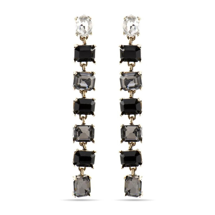 Pendientes con Cristal Negro acabado oro 18k